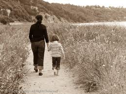 mother daughter walking