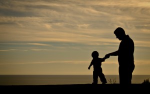 father son walking